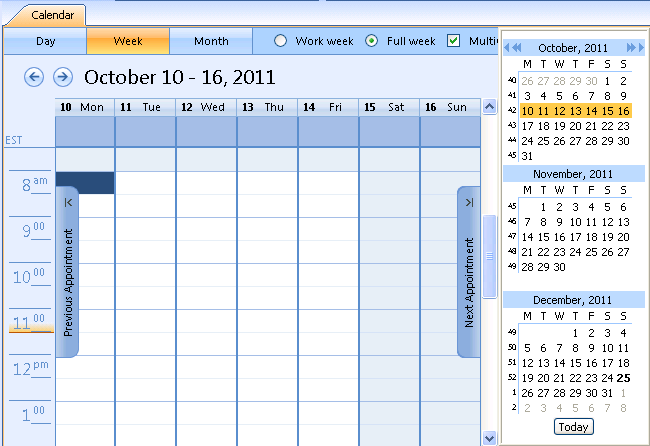 A full week of job searching can be seen on the calendar.